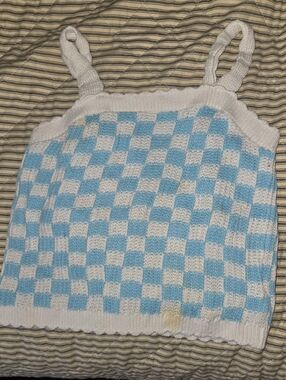Old Navy Blue & White Checker Knit Tank